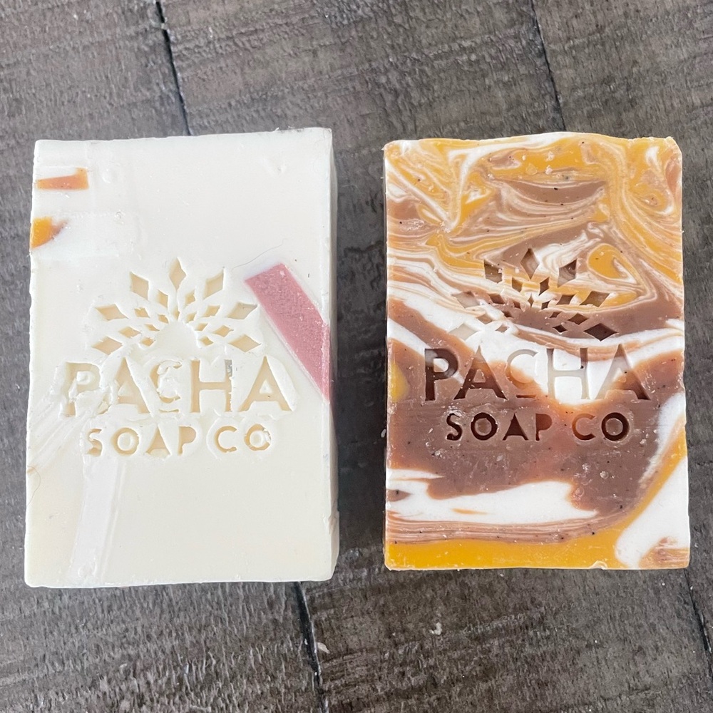 Pacha Soap Co. bundle of 2 organic soap bars. Almond Goat’s Milk & PACHAFETTI